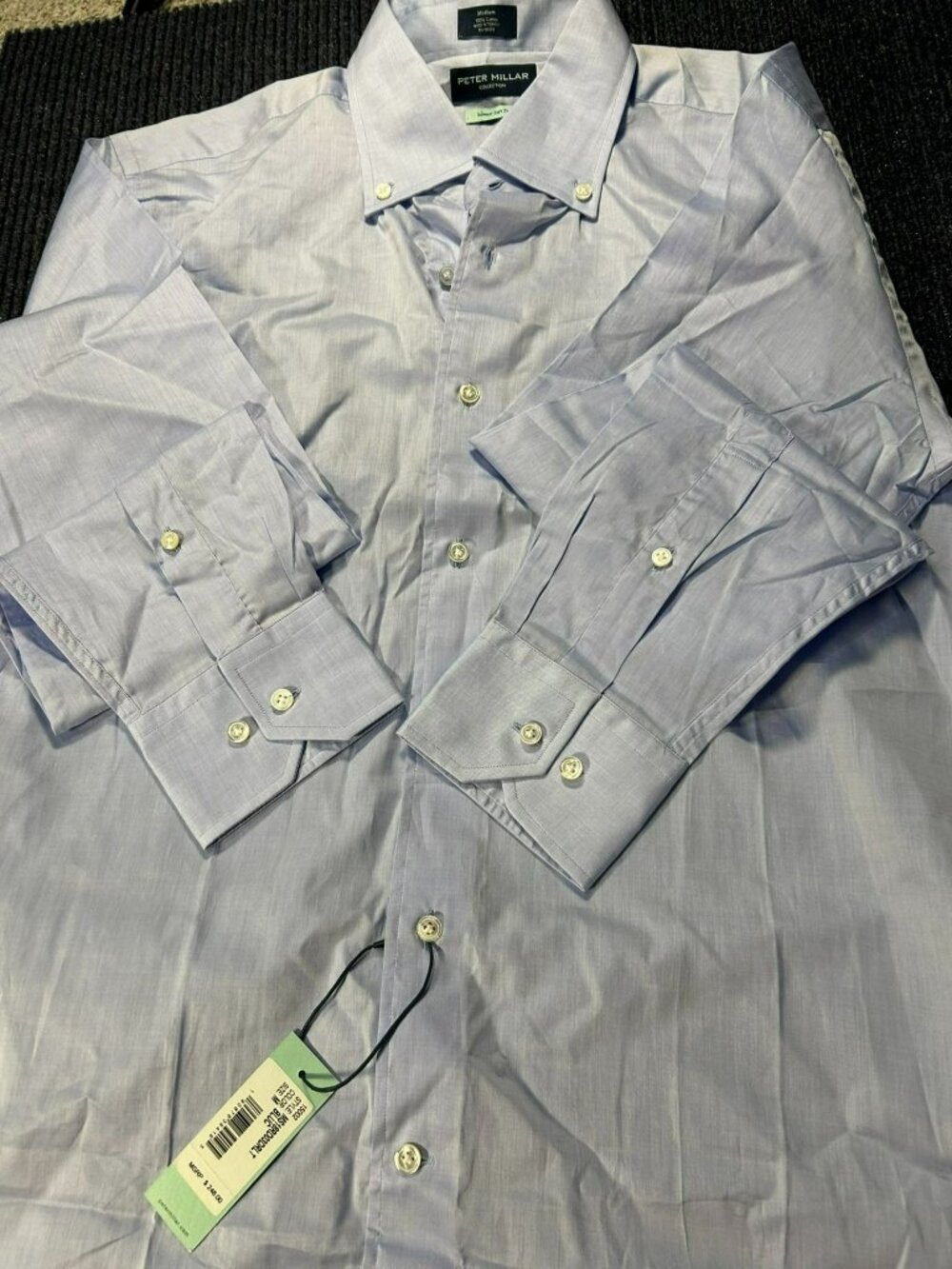 Peter Millar Mens Button-Down Shirt Blue M 100% Cotton Summer Soft Twill New NWT